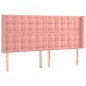 vidaXL LED Kopfteil Rosa 203x16x118/128 cm Samt