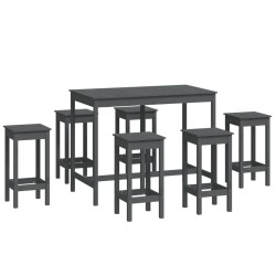 vidaXL 7-tlg. Bar-Set Grau Massivholz Kiefer