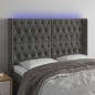 vidaXL LED Kopfteil Dunkelgrau 147x16x118/128 cm Samt