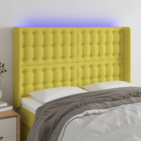 vidaXL LED Kopfteil Grün 147x16x118/128 cm Stoff