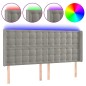 vidaXL LED Kopfteil Hellgrau 163x16x118/128 cm Samt vidaXL LED Kopfteil Hellgrau 163x16x118/128 cm Samt