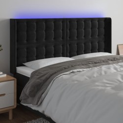 vidaXL LED Kopfteil Schwarz 203x16x118/128 cm Samt