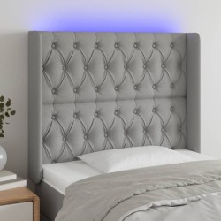vidaXL LED Kopfteil Hellgrau 103x16x118/128 cm Stoff