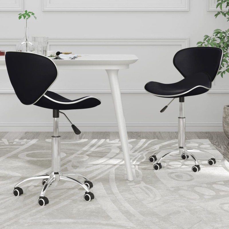 vidaXL Esszimmerstühle 2 Stk. Drehbar Schwarz Kunstleder vidaXL Esszimmerstühle 2 Stk. Drehbar Schwarz Kunstleder