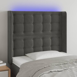 vidaXL LED Kopfteil Dunkelgrau 93x16x118/128 cm Samt