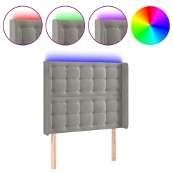 vidaXL LED Kopfteil Hellgrau 93x16x118/128 cm Samt