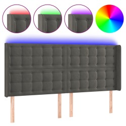 vidaXL LED Kopfteil Dunkelgrau 203x16x118/128 cm Samt