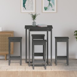 vidaXL 5-tlg. Bar-Set Grau Massivholz Kiefer