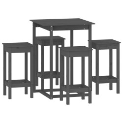 vidaXL 5-tlg. Bar-Set Grau Massivholz Kiefer