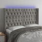 vidaXL LED Kopfteil Hellgrau 147x16x118/128 cm Samt