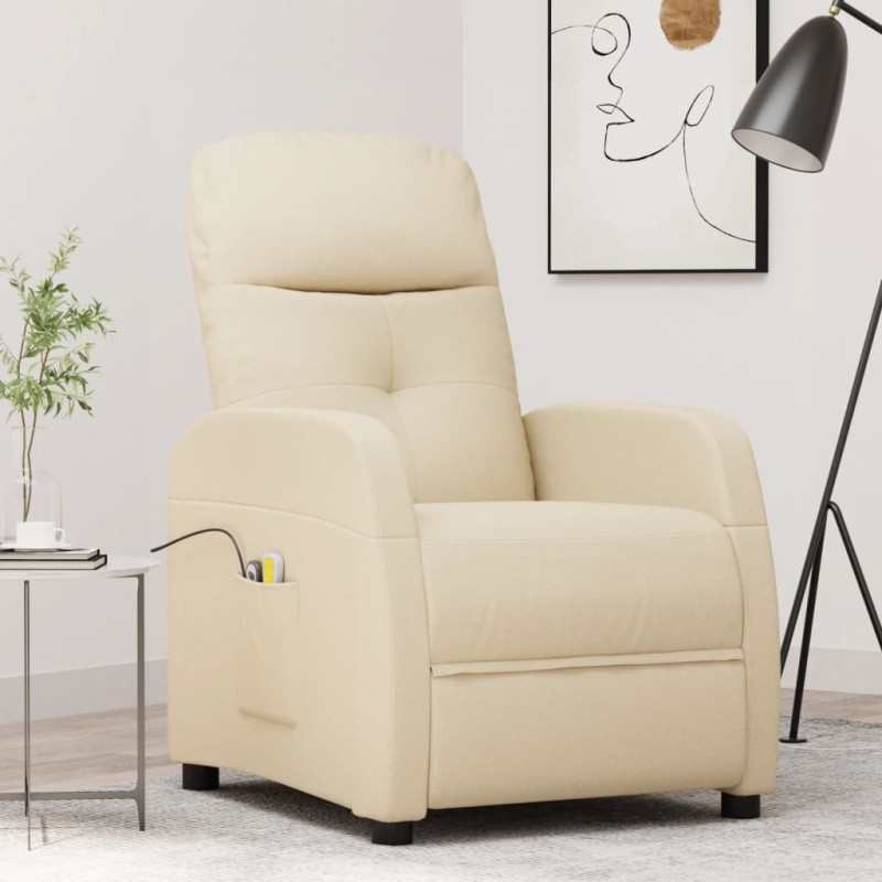 vidaXL Massagesessel mit Aufstehhilfe Creme Stoff vidaXL Massagesessel mit Aufstehhilfe Creme Stoff