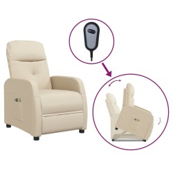 vidaXL Massagesessel mit Aufstehhilfe Creme Stoff