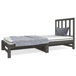 vidaXL Tagesbett Ausziehbar Grau 2x(90x190) cm Massivholz Kiefer