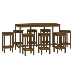 vidaXL 9-tlg. Bar-Set Honigbraun Massivholz Kiefer