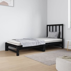 vidaXL Tagesbett Ausziehbar Schwarz 2x(90x190) cm Massivholz Kiefer