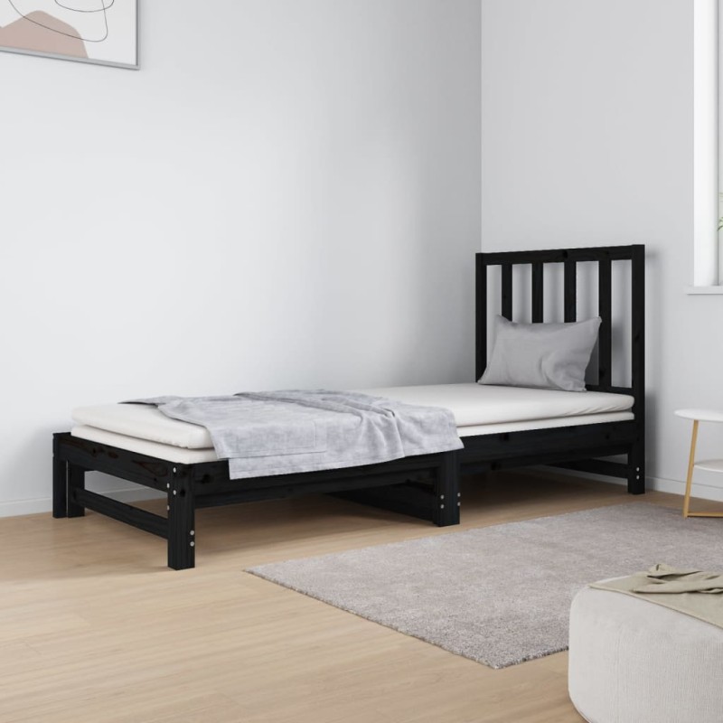 vidaXL Tagesbett Ausziehbar Schwarz 2x(90x190) cm Massivholz Kiefer vidaXL Tagesbett Ausziehbar Schwarz 2x(90x190) cm Massivholz Kiefer