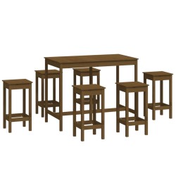 vidaXL 7-tlg. Bar-Set Honigbraun Massivholz Kiefer