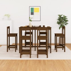 vidaXL 7-tlg. Bar-Set Honigbraun Massivholz Kiefer