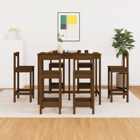 vidaXL 7-tlg. Bar-Set Honigbraun Massivholz Kiefer