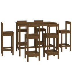 vidaXL 7-tlg. Bar-Set Honigbraun Massivholz Kiefer