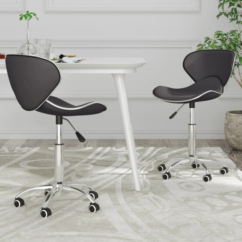vidaXL Esszimmerstühle 2 Stk. Drehbar Grau Kunstleder vidaXL Esszimmerstühle 2 Stk. Drehbar Grau Kunstleder