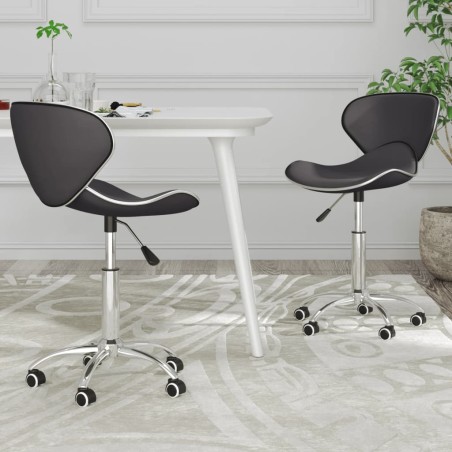 vidaXL Esszimmerstühle 2 Stk. Drehbar Grau Kunstleder