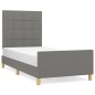vidaXL Bettgestell mit Kopfteil Dunkelgrau 90x190 cm Stoff vidaXL Bettgestell mit Kopfteil Dunkelgrau 90x190 cm Stoff