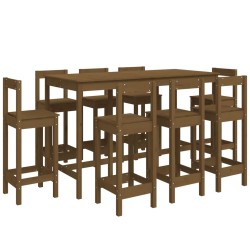 vidaXL 9-tlg. Bar-Set Honigbraun Massivholz Kiefer