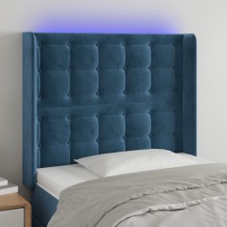 vidaXL LED Kopfteil Dunkelblau 103x16x118/128 cm Samt