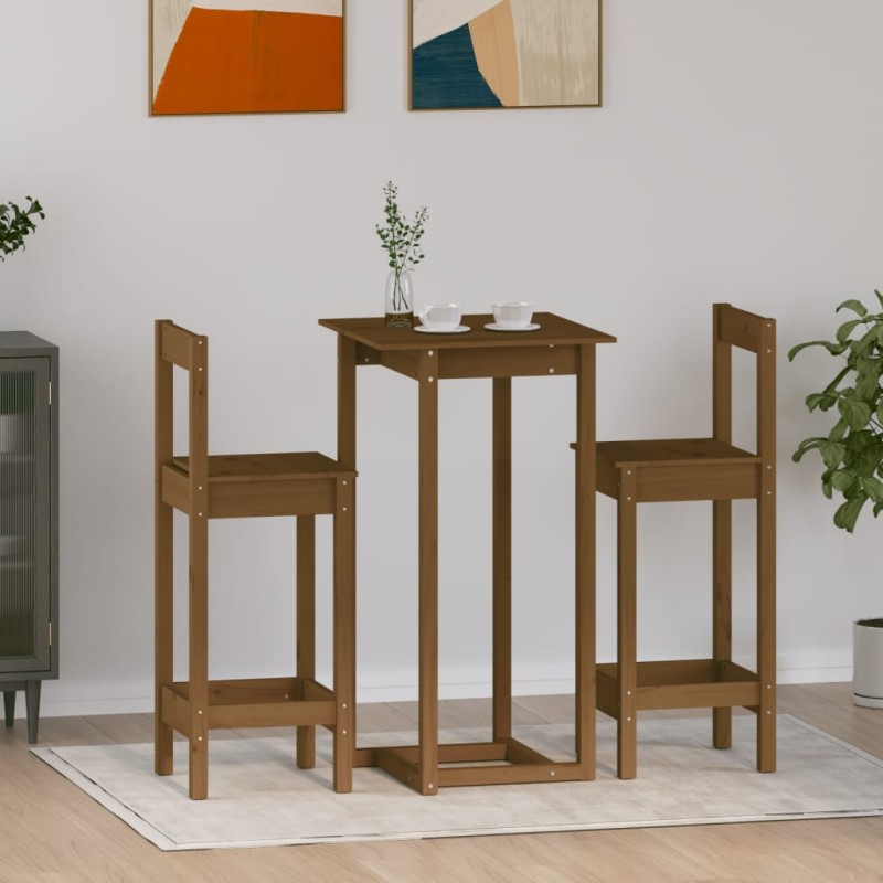 vidaXL 3-tlg. Bar-Set Honigbraun Massivholz Kiefer vidaXL 3-tlg. Bar-Set Honigbraun Massivholz Kiefer