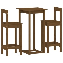 vidaXL 3-tlg. Bar-Set Honigbraun Massivholz Kiefer