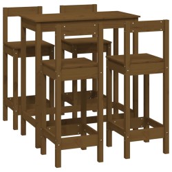 vidaXL 5-tlg. Bar-Set Honigbraun Massivholz Kiefer