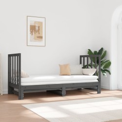 vidaXL Tagesbett Ausziehbar Grau 2x(90x190) cm Massivholz Kiefer