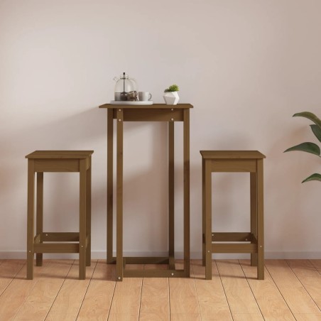 vidaXL 3-tlg. Bar-Set Honigbraun Massivholz Kiefer