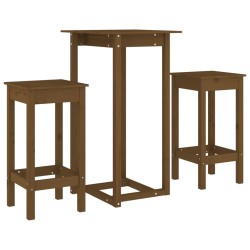 vidaXL 3-tlg. Bar-Set Honigbraun Massivholz Kiefer