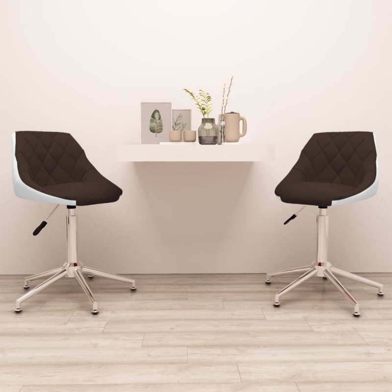 Esszimmerstühle 2 Stk. Drehbar Braun und Weiß Kunstleder Esszimmerstühle 2 Stk. Drehbar Braun und Weiß Kunstleder
