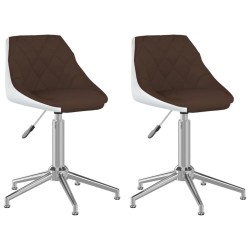 Esszimmerstühle 2 Stk. Drehbar Braun und Weiß Kunstleder