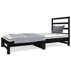 vidaXL Tagesbett Ausziehbar Schwarz 2x(90x190) cm Massivholz Kiefer