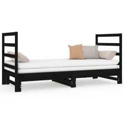 vidaXL Tagesbett Ausziehbar Schwarz 2x(90x190) cm Massivholz Kiefer