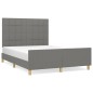vidaXL Bettgestell mit Kopfteil Dunkelgrau 140x190 cm Stoff vidaXL Bettgestell mit Kopfteil Dunkelgrau 140x190 cm Stoff