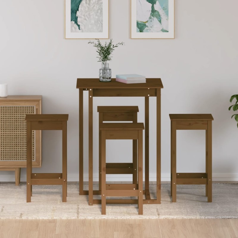 vidaXL 5-tlg. Bar-Set Honigbraun Massivholz Kiefer vidaXL 5-tlg. Bar-Set Honigbraun Massivholz Kiefer