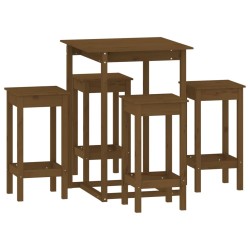 vidaXL 5-tlg. Bar-Set Honigbraun Massivholz Kiefer