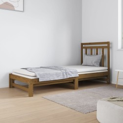 vidaXL Tagesbett Ausziehbar Honigbraun 2x(90x190) cm Massivholz Kiefer