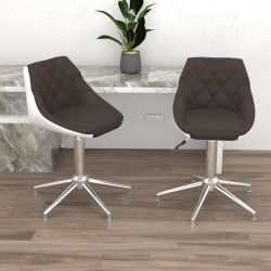Esszimmerstühle 2 Stk. Drehbar Braun und Weiß Kunstleder