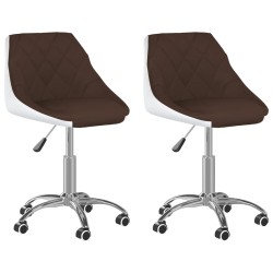 Esszimmerstühle 2 Stk. Drehbar Braun und Weiß Kunstleder