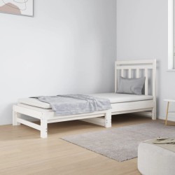vidaXL Tagesbett Ausziehbar Weiß 2x(90x190) cm Massivholz Kiefer