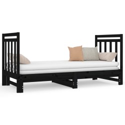 vidaXL Tagesbett Ausziehbar Schwarz 2x(90x190) cm Massivholz Kiefer