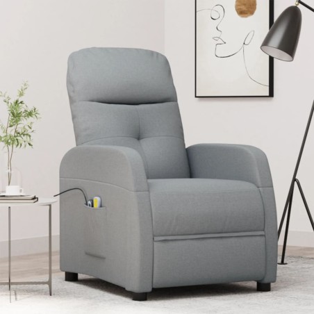 vidaXL Massagesessel mit Aufstehhilfe Hellgrau Stoff