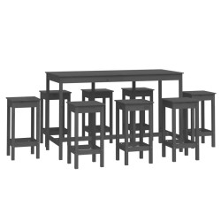 vidaXL 9-tlg. Bar-Set Grau Massivholz Kiefer