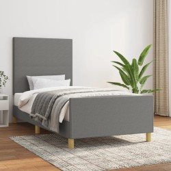 vidaXL Bettgestell mit Kopfteil Dunkelgrau 100x200 cm Stoff